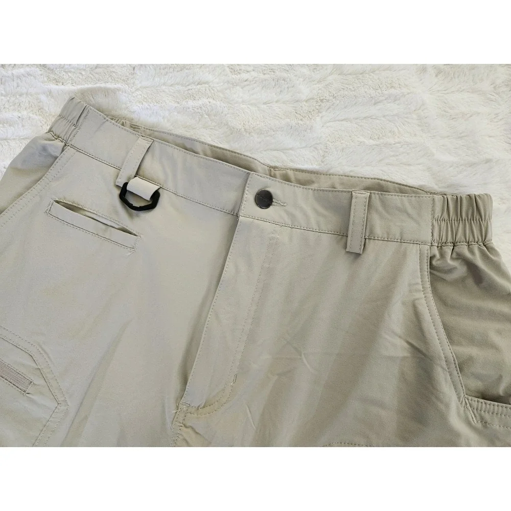 Shallowlulu Men's Size W34 L10 Nylon/Spandex Tan‎ Tactical Cargo Hiking Shorts